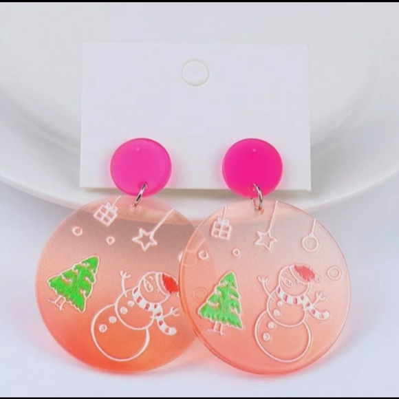 Geometric Snowman Earrings - Picture 1 of 2